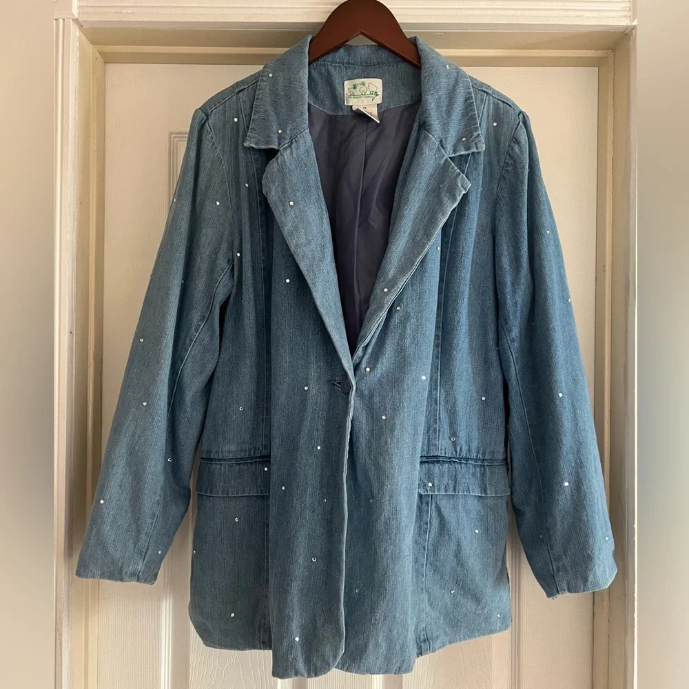 The Quacker Factory Denim Rhinestone Jacket - Picture 3 of 15